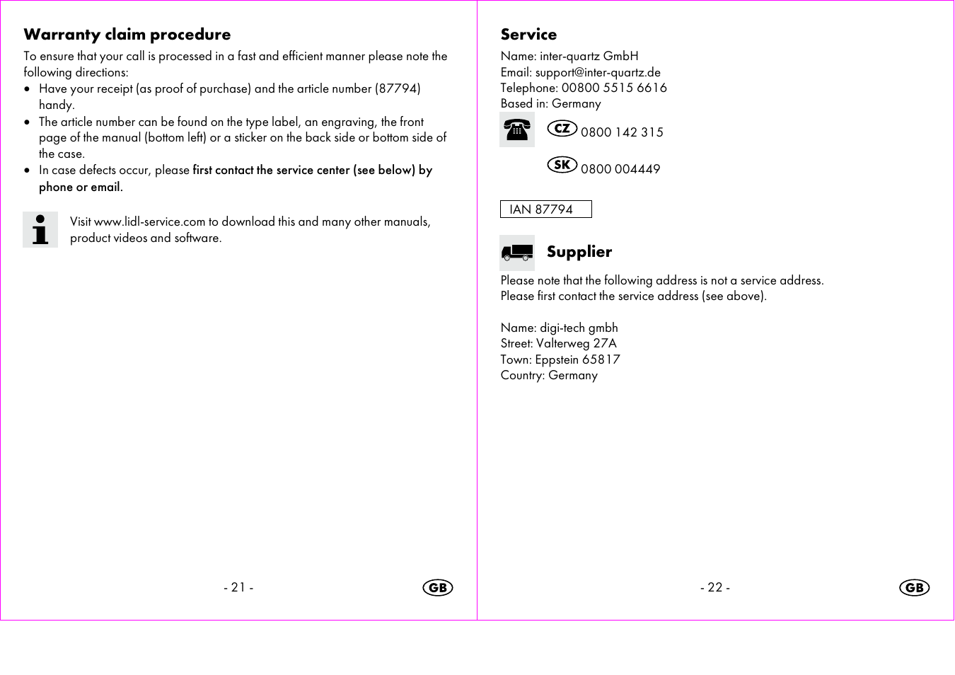 Crivit 1-LD3473 User Manual | Page 12 / 47