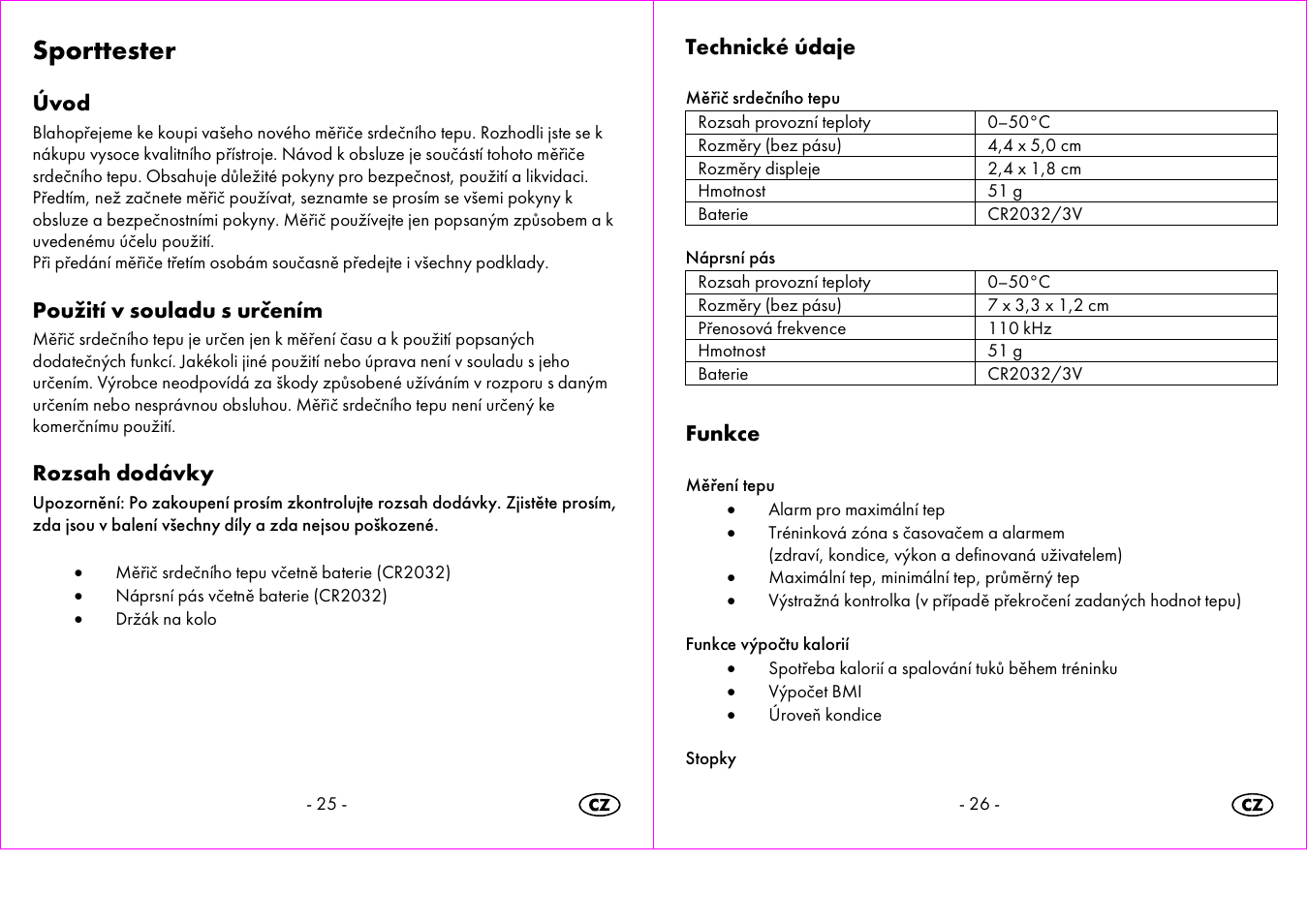 Sporttester, Úvod, Použití v souladu s určením | Rozsah dodávky, Technické údaje, Funkce | Crivit 1-LD3473 User Manual | Page 14 / 47