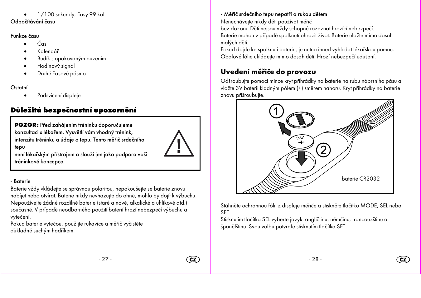 Důležitá bezpečnostní upozornění, Uvedení měřiče do provozu | Crivit 1-LD3473 User Manual | Page 15 / 47