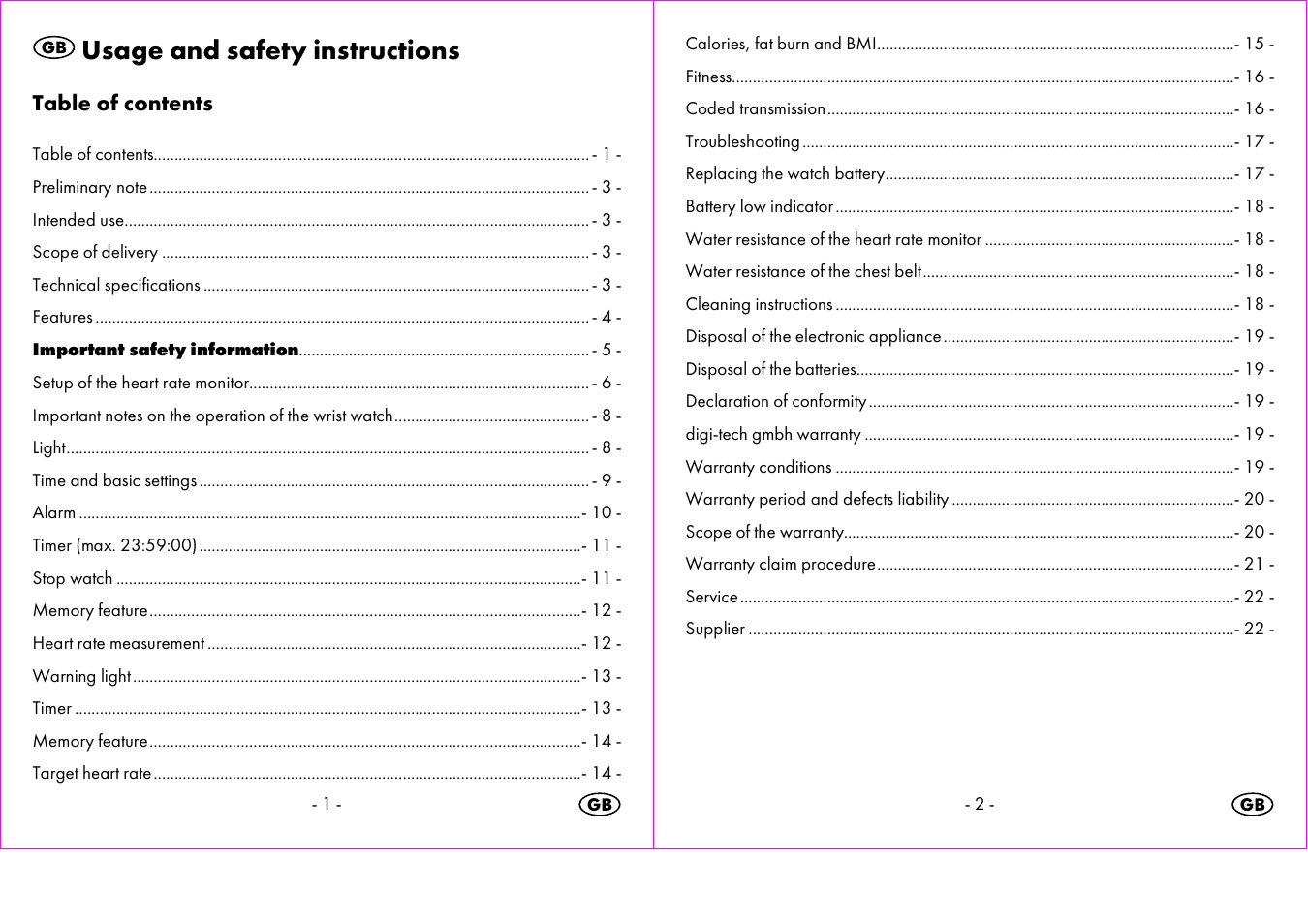 Usage and safety instructions | Crivit 1-LD3473 User Manual | Page 2 / 47