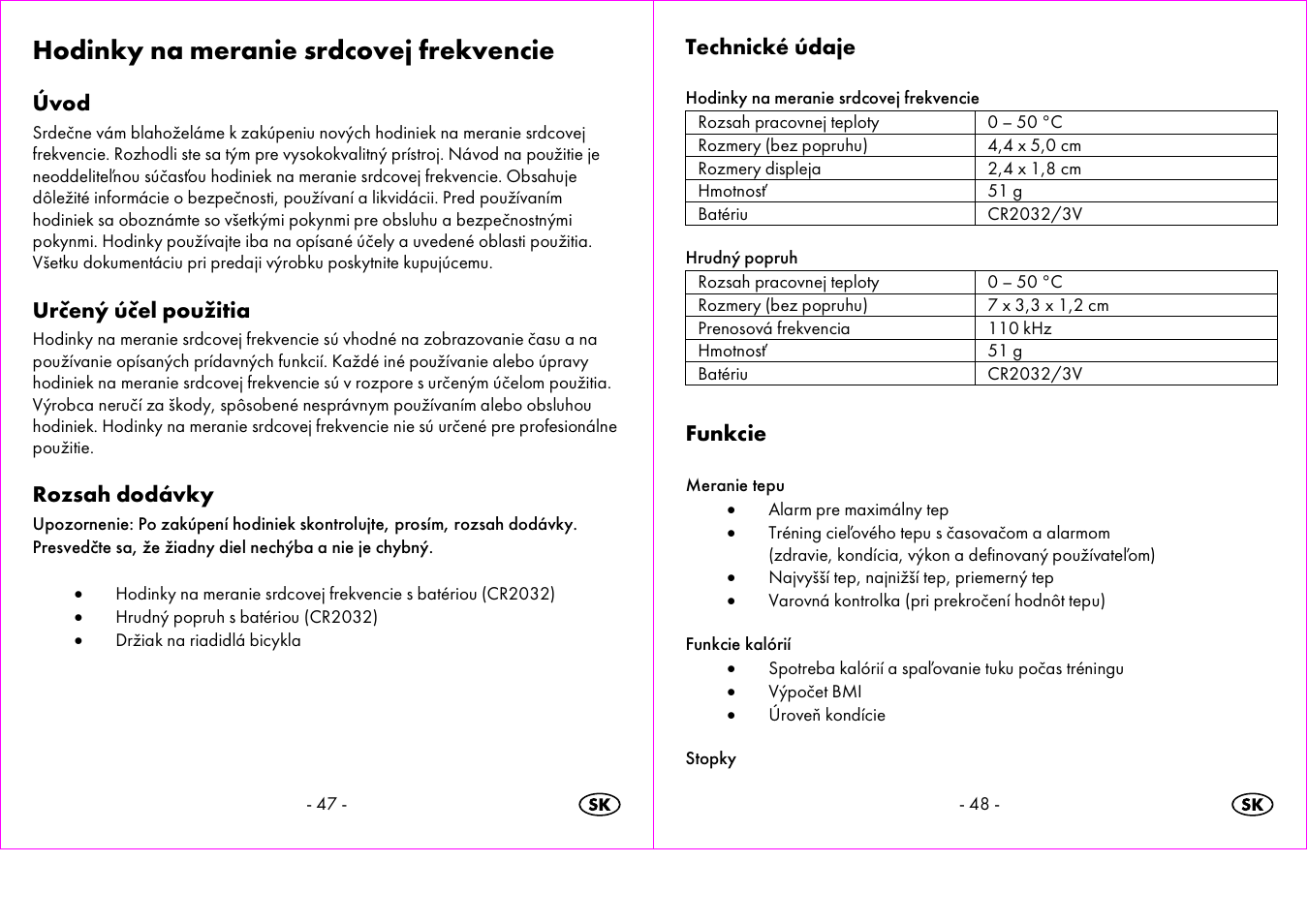 Hodinky na meranie srdcovej frekvencie, Úvod, Určený účel použitia | Rozsah dodávky, Technické údaje, Funkcie | Crivit 1-LD3473 User Manual | Page 25 / 47