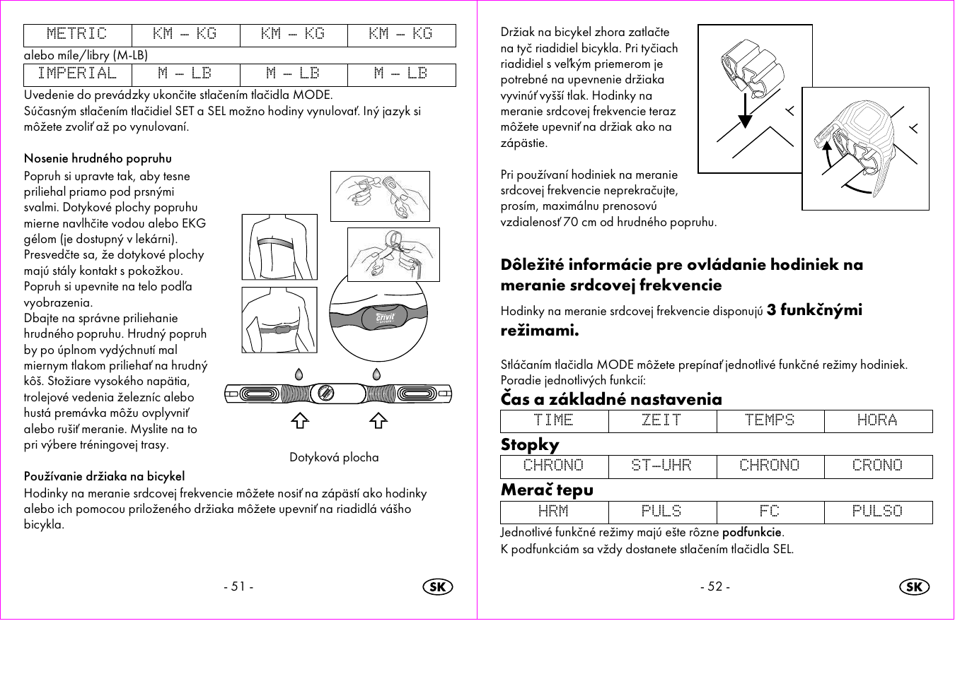 Čas a základné nastavenia, Stopky, Merač tepu | Crivit 1-LD3473 User Manual | Page 27 / 47