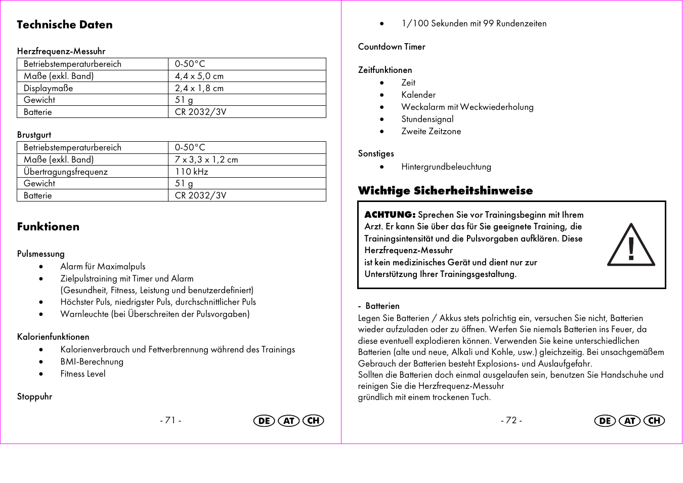 Technische daten, Funktionen, Wichtige sicherheitshinweise | Crivit 1-LD3473 User Manual | Page 37 / 47
