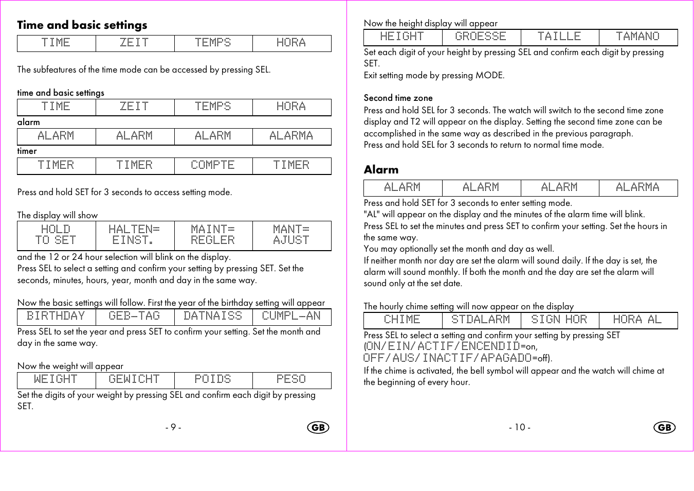 Time and basic settings, Alarm | Crivit 1-LD3473 User Manual | Page 6 / 47