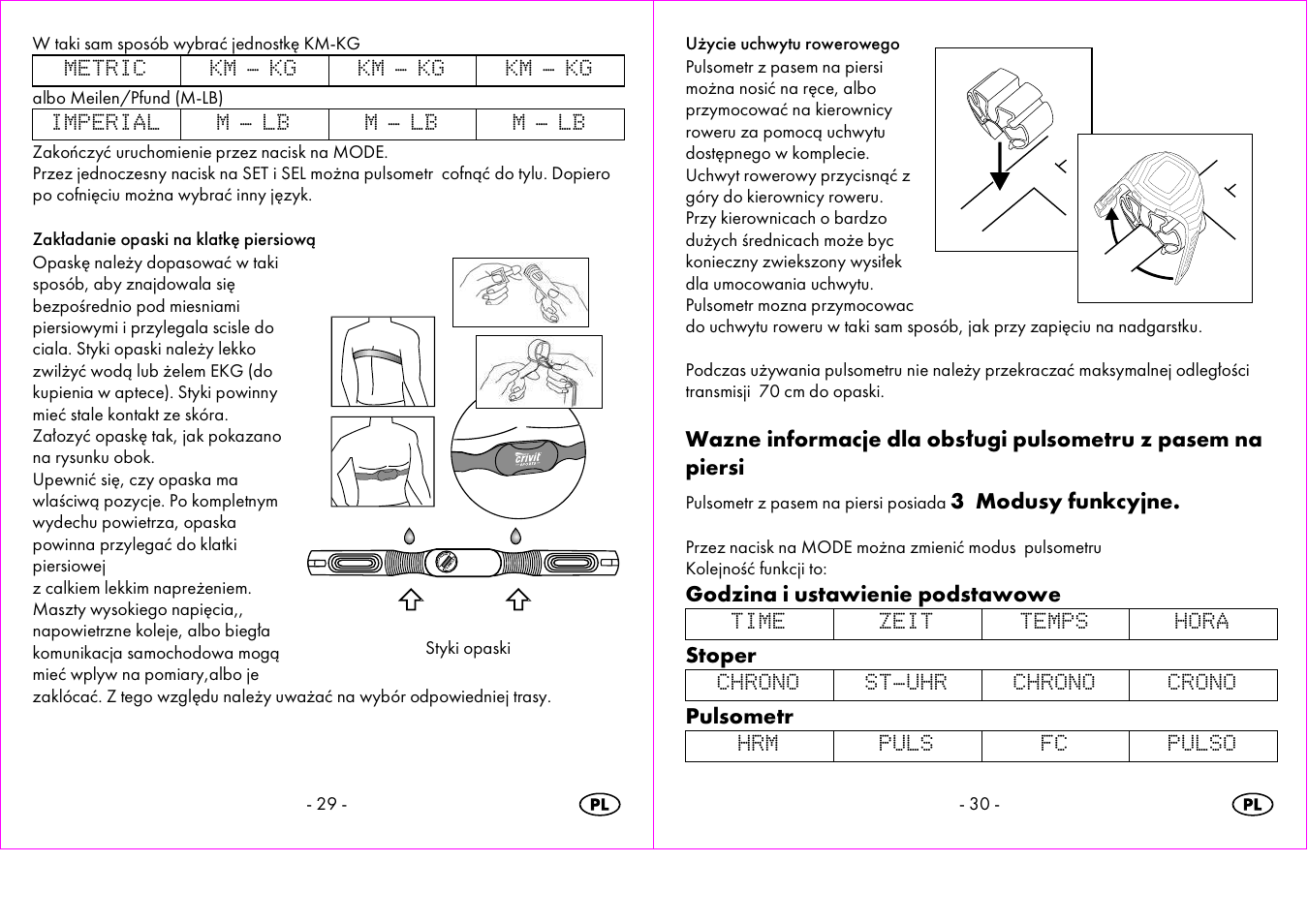 3 modusy funkcyjne, Godzina i ustawienie podstawowe, Stoper | Pulsometr | Crivit 1-LD3473 User Manual | Page 16 / 58