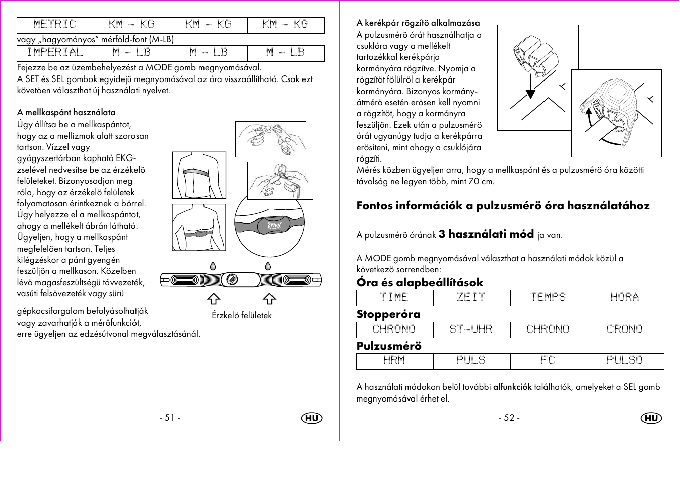 Fontos információk a pulzusmérö óra használatához, 3 használati mód, Óra és alapbeállítások | Stopperóra, Pulzusmérö | Crivit 1-LD3473 User Manual | Page 27 / 58