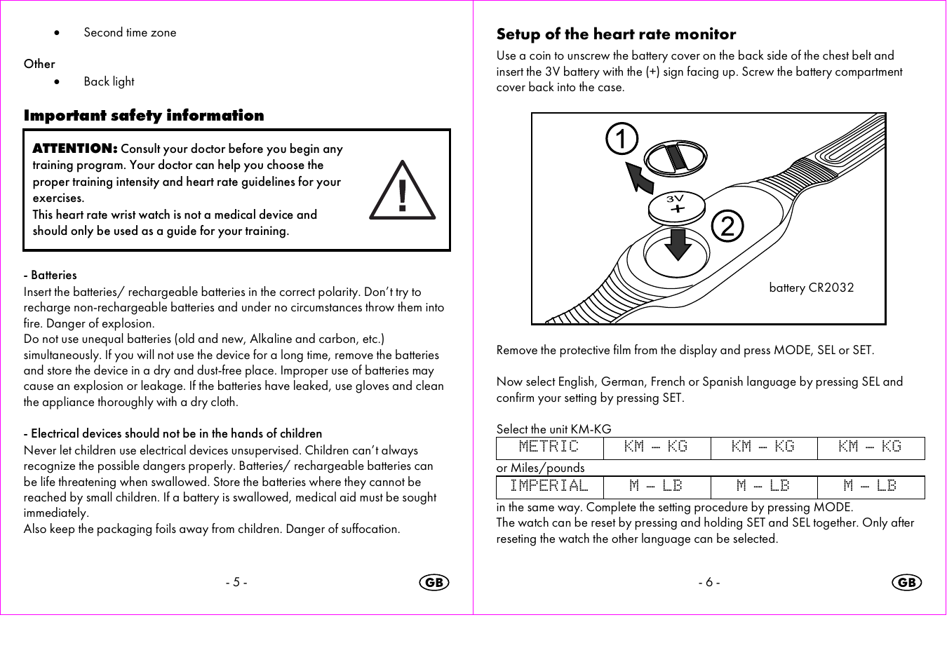 Important safety information, Setup of the heart rate monitor | Crivit 1-LD3473 User Manual | Page 4 / 58