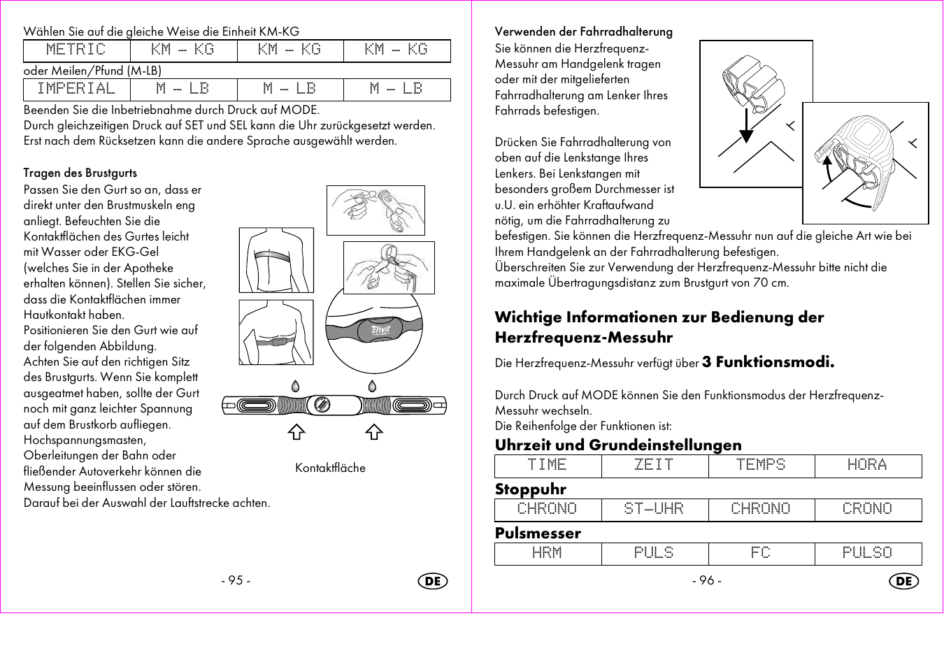 3 funktionsmodi, Uhrzeit und grundeinstellungen, Stoppuhr | Pulsmesser | Crivit 1-LD3473 User Manual | Page 49 / 58
