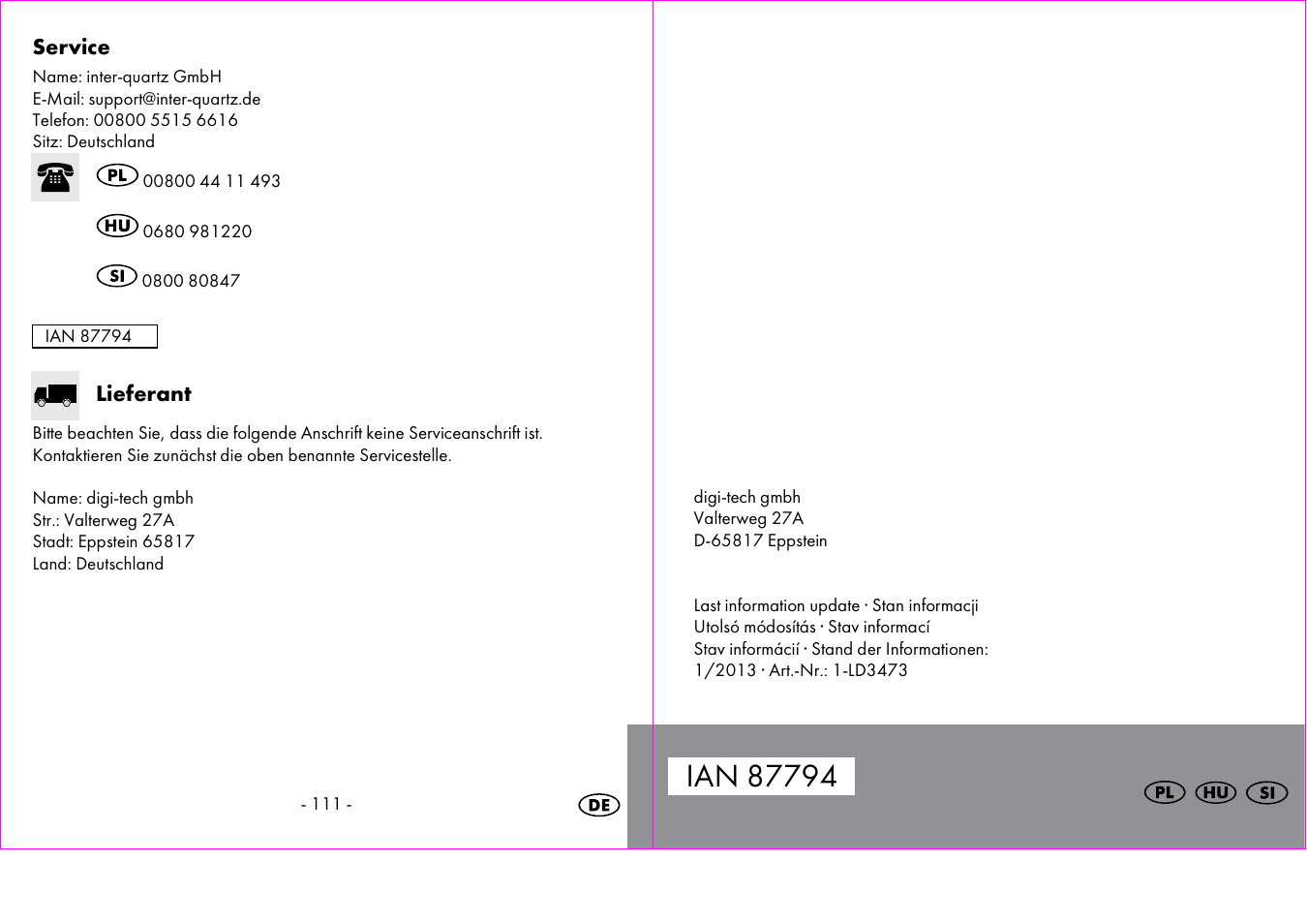 Crivit 1-LD3473 User Manual | Page 57 / 58