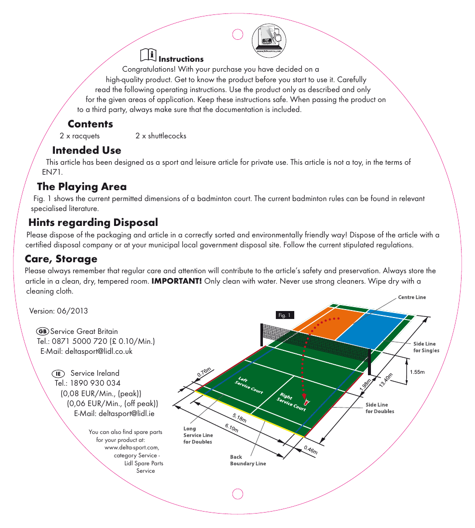 Crivit Badminton Set User Manual | 1 page