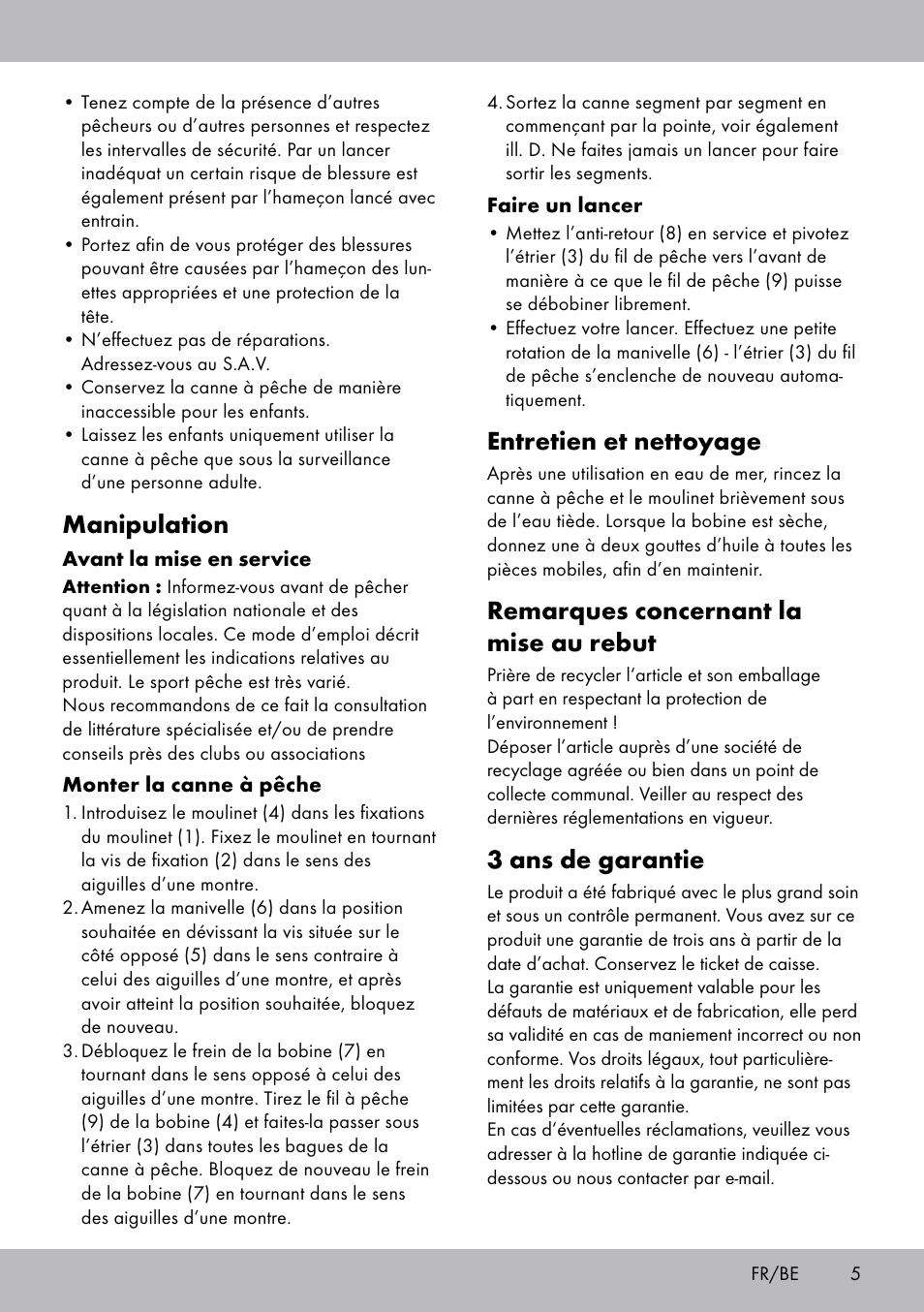 Entretien et nettoyage, Remarques concernant la mise au rebut, 3 ans de garantie | Manipulation | Crivit Tele-Trip 300 User Manual | Page 5 / 16