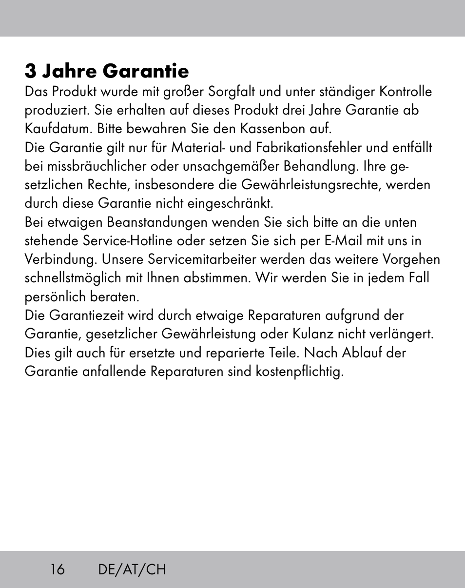 3 jahre garantie | Crivit ES-1656 User Manual | Page 14 / 54