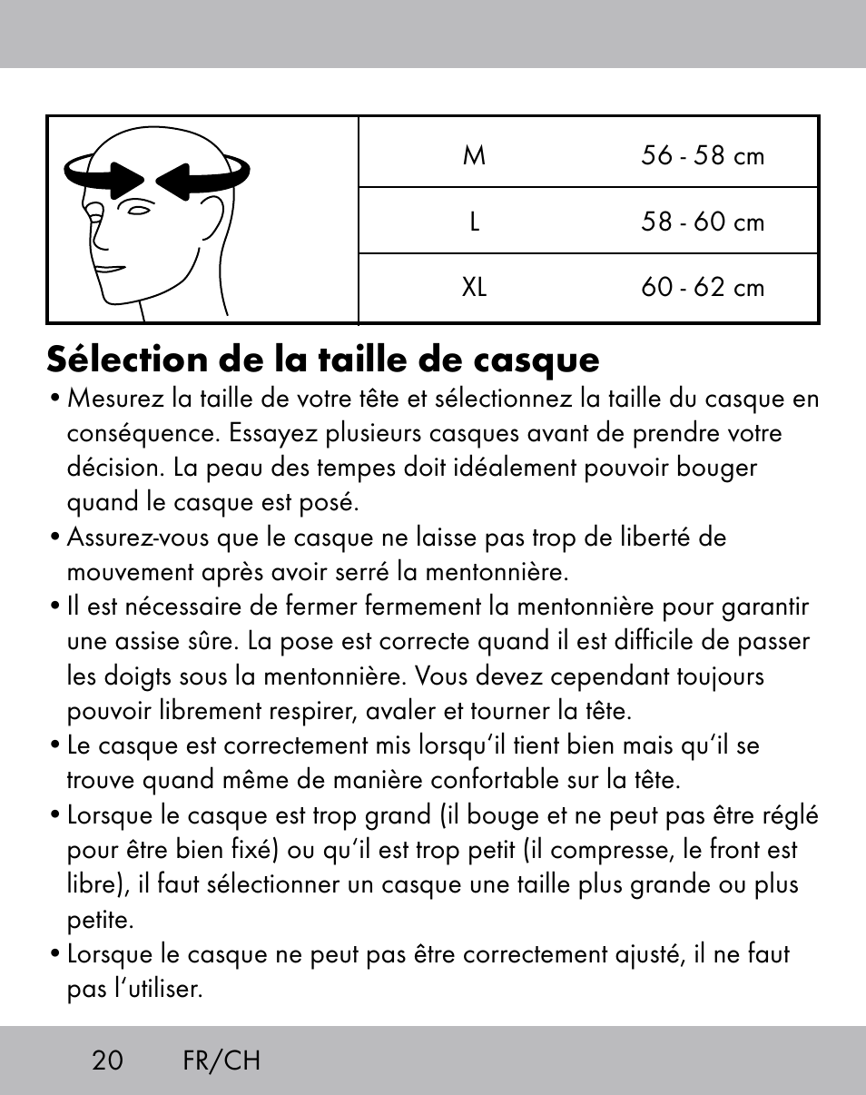 Sélection de la taille de casque | Crivit ES-1656 User Manual | Page 18 / 54