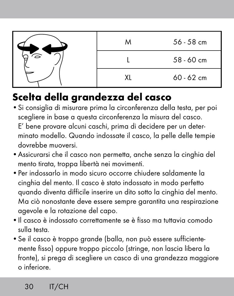 Scelta della grandezza del casco | Crivit ES-1656 User Manual | Page 28 / 54