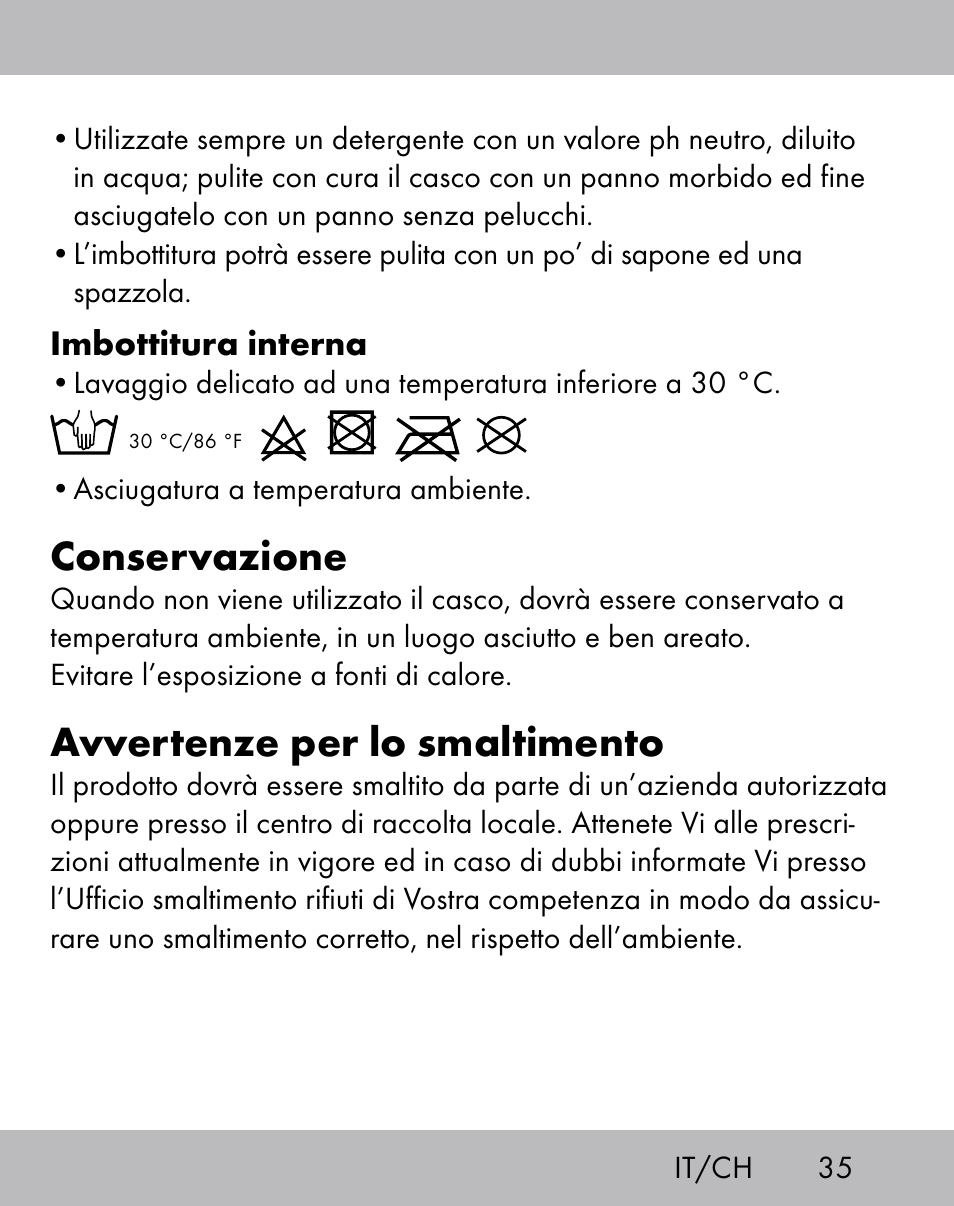 Conservazione, Avvertenze per lo smaltimento | Crivit ES-1656 User Manual | Page 33 / 54