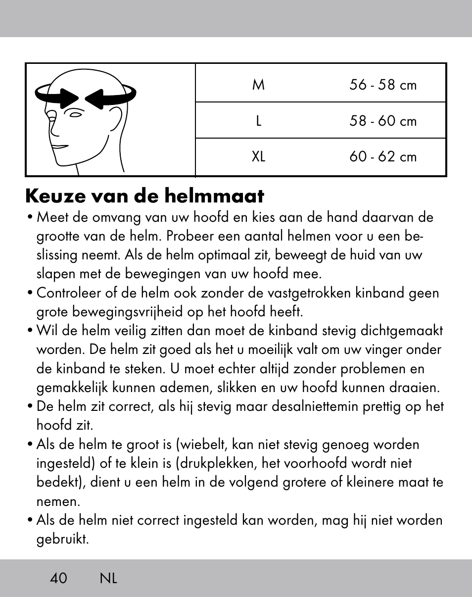 Keuze van de helmmaat | Crivit ES-1656 User Manual | Page 38 / 54