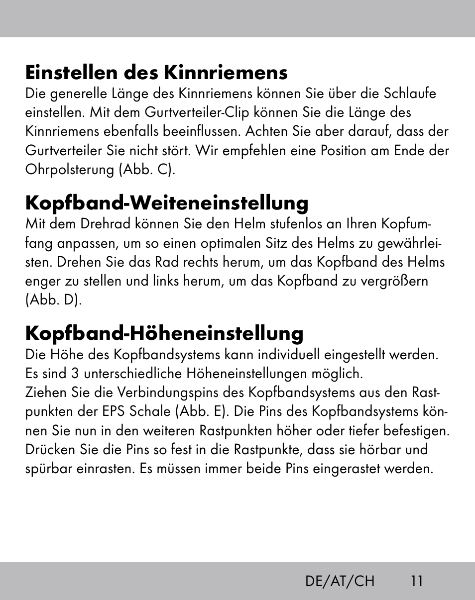 Einstellen des kinnriemens, Kopfband-weiteneinstellung, Kopfband-höheneinstellung | Crivit ES-1656 User Manual | Page 9 / 54