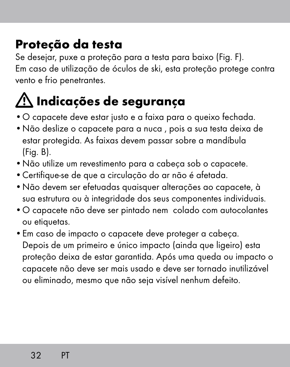 Proteção da testa, Indicações de segurança | Crivit ES-1656 User Manual | Page 30 / 58