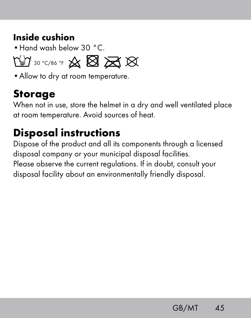 Storage, Disposal instructions | Crivit ES-1656 User Manual | Page 43 / 58
