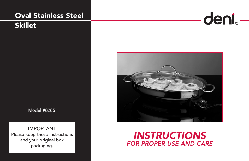 Deni Oval Stainless Steel Skillet 8285 User Manual | 24 pages