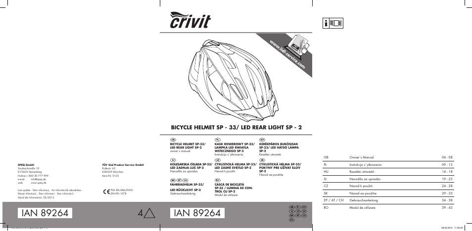 Crivit SP - 33 User Manual | 42 pages