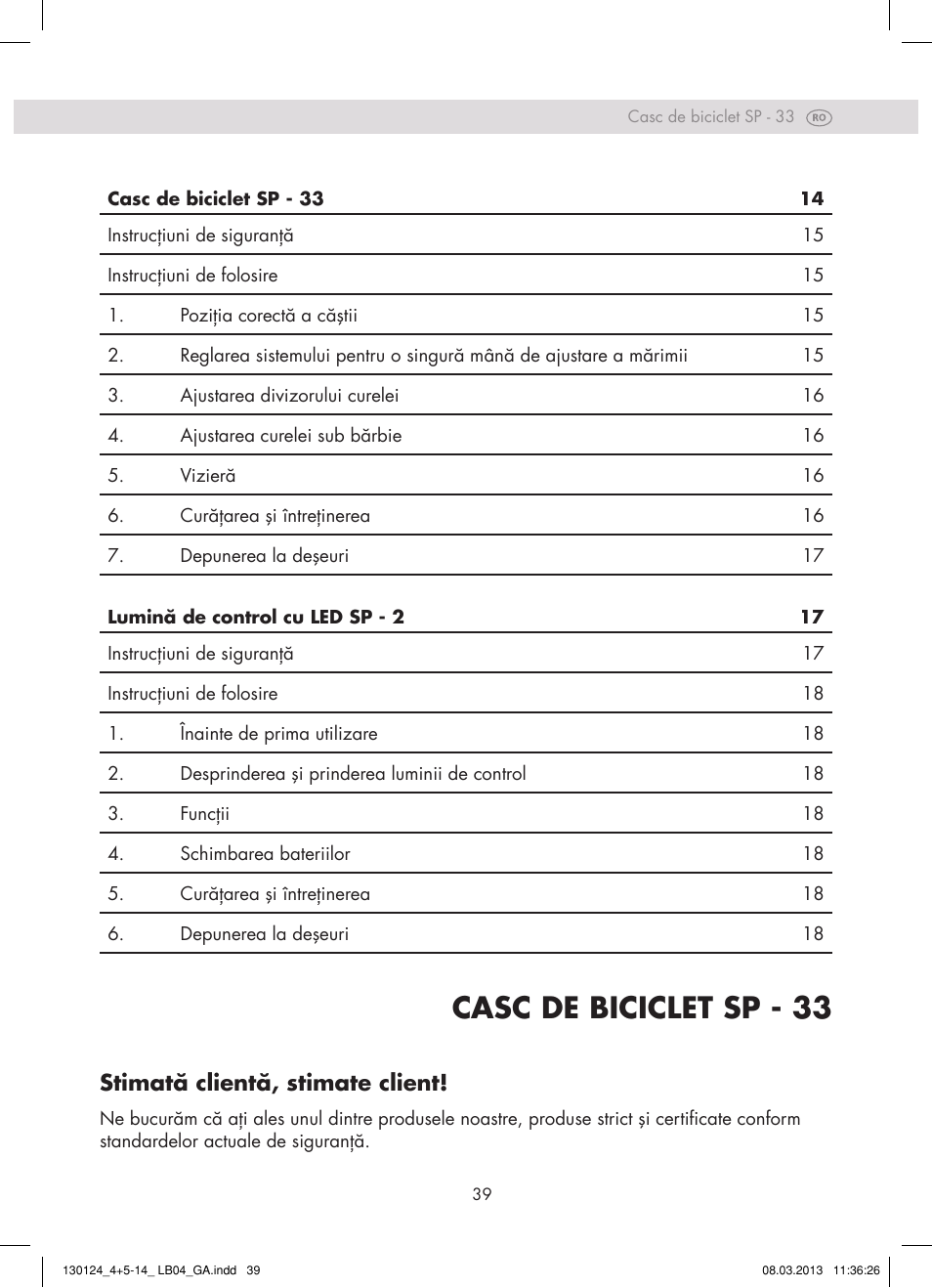Casc de biciclet sp - 33, Stimată clientă, stimate client | Crivit SP - 33 User Manual | Page 37 / 42