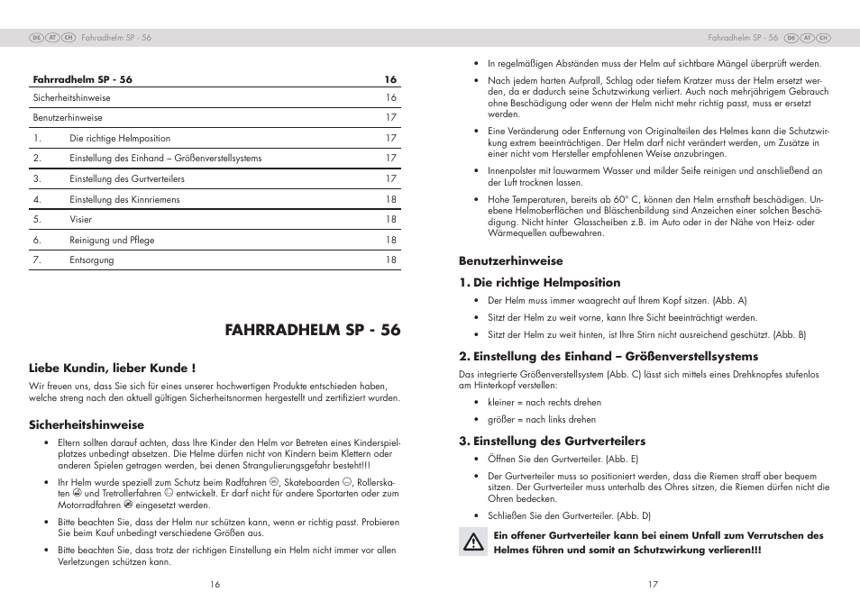 Fahrradhelm sp - 56 | Crivit SP - 56 User Manual | Page 9 / 10