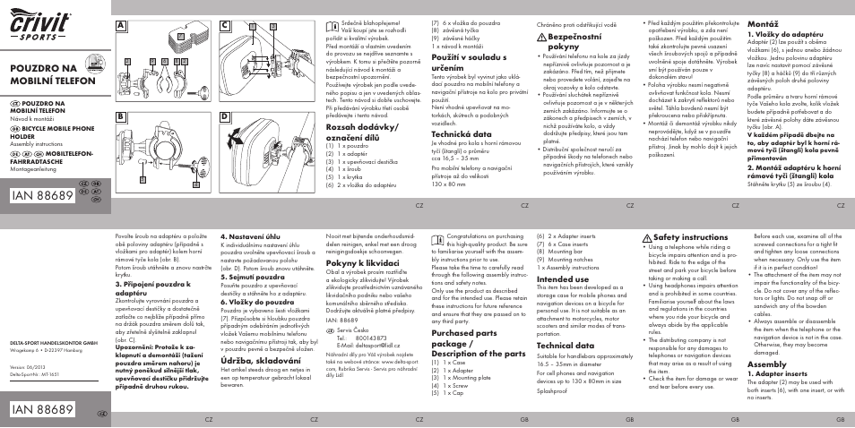 Crivit Bicycle Mobile Phone Holder User Manual | 2 pages