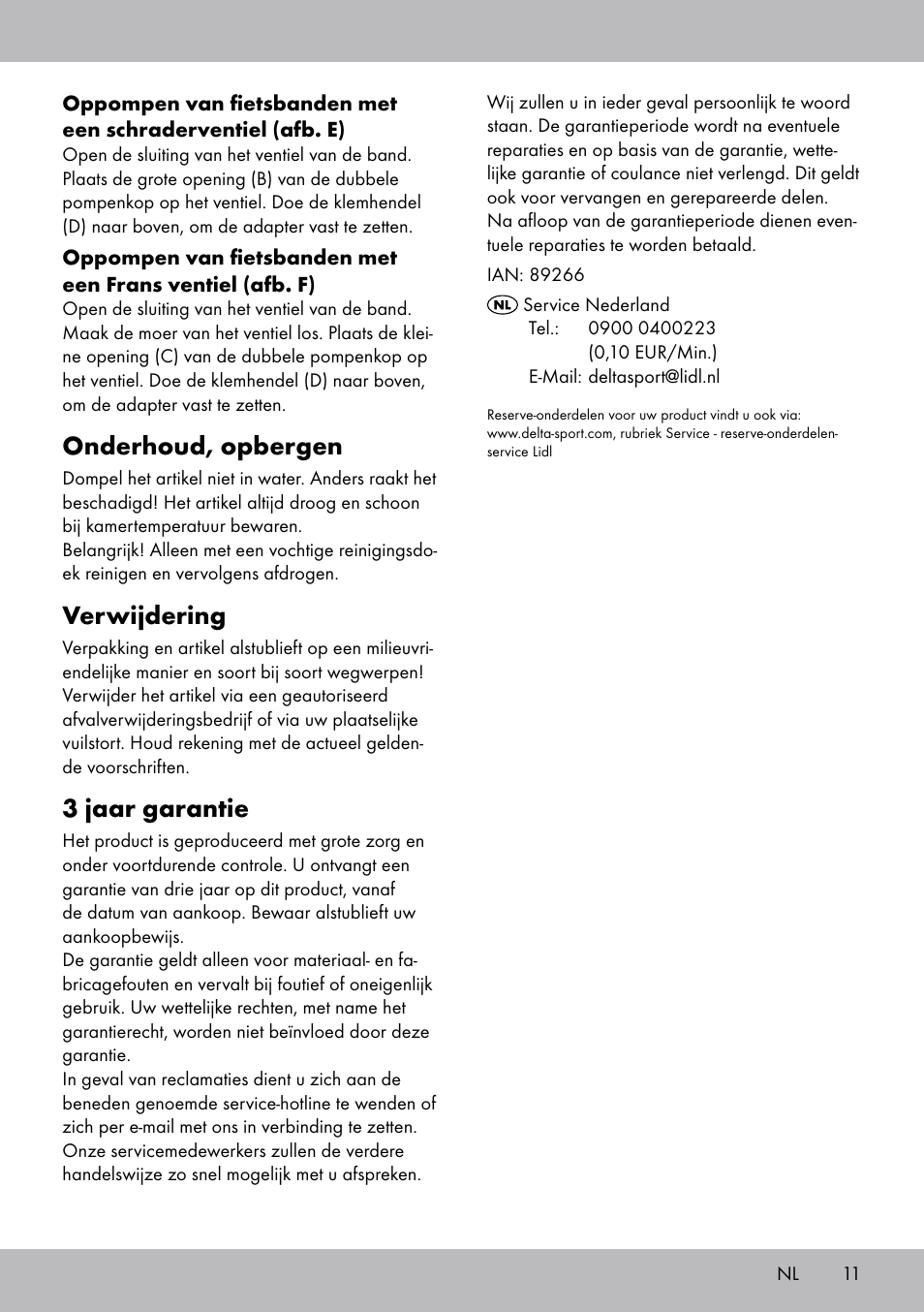 Onderhoud, opbergen, Verwijdering, 3 jaar garantie | Crivit SP-1619 User Manual | Page 11 / 16