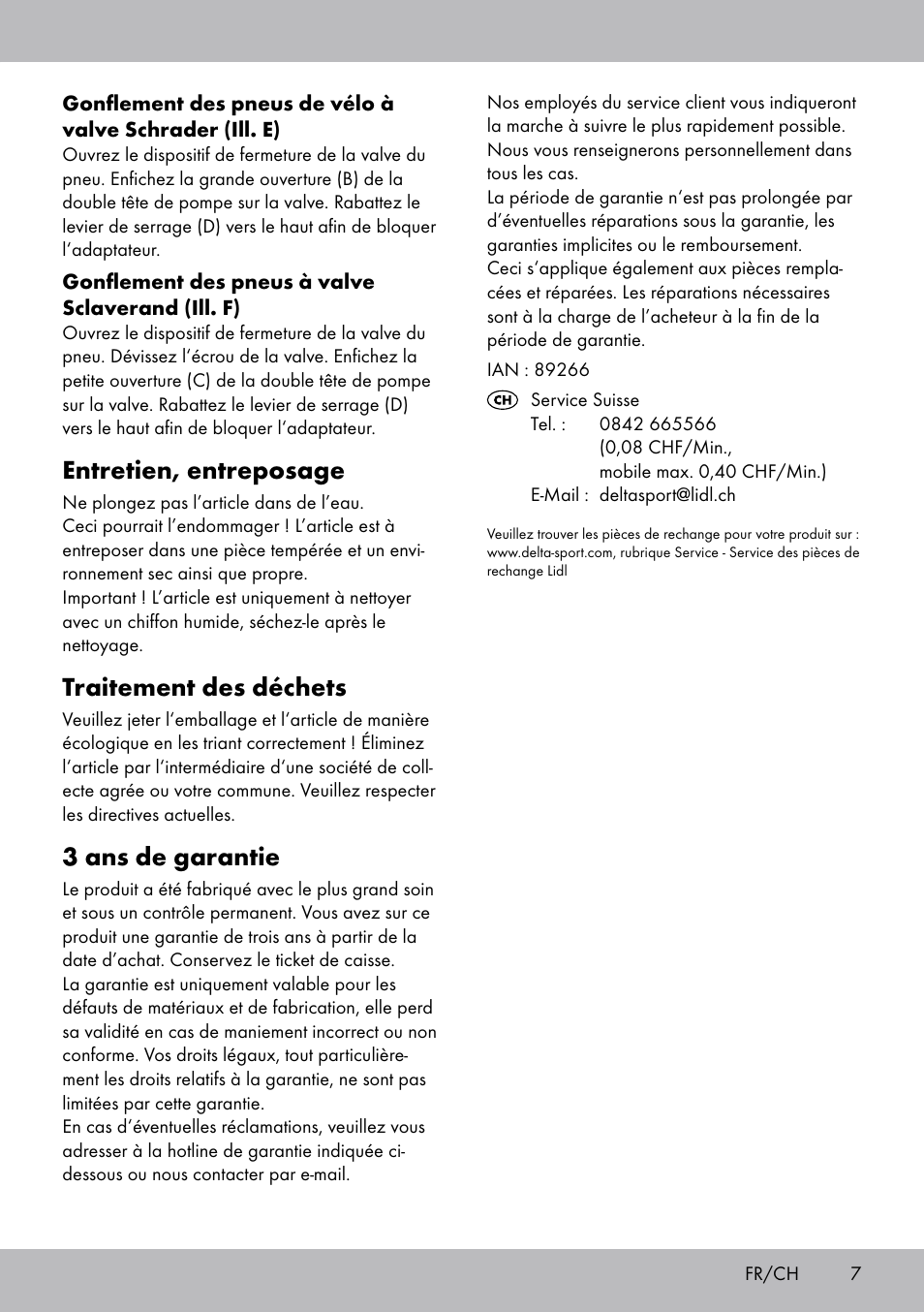 Entretien, entreposage, Traitement des déchets, 3 ans de garantie | Crivit SP-1619 User Manual | Page 7 / 16