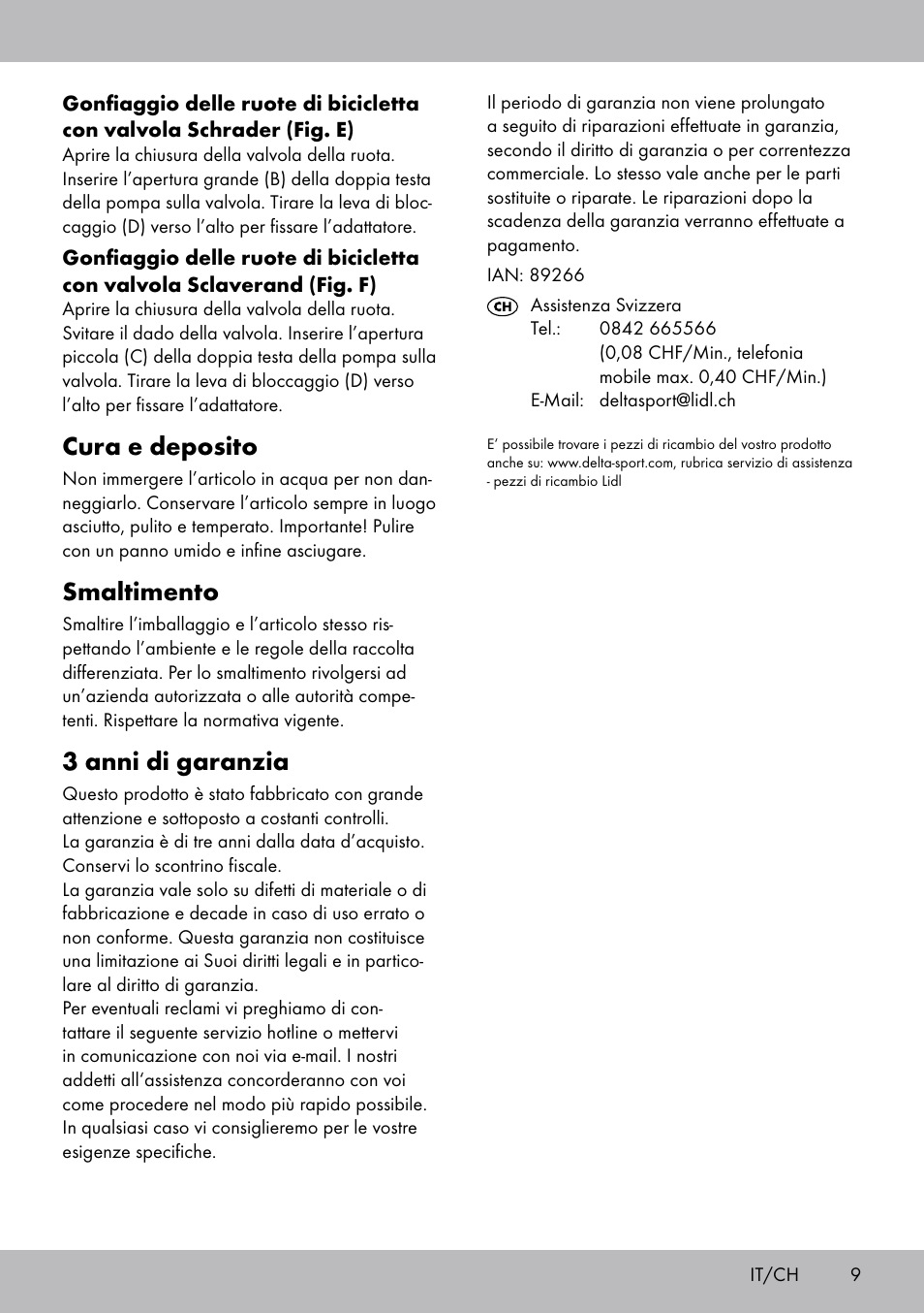 Cura e deposito, Smaltimento, 3 anni di garanzia | Crivit SP-1619 User Manual | Page 9 / 16