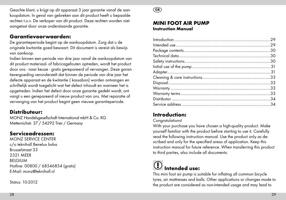 Crivit Mini Foot Pump User Manual | Page 15 / 19