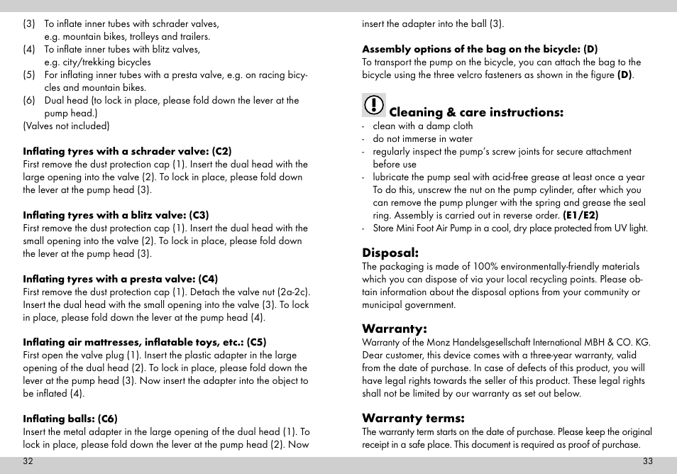Crivit Mini Foot Pump User Manual | Page 17 / 19