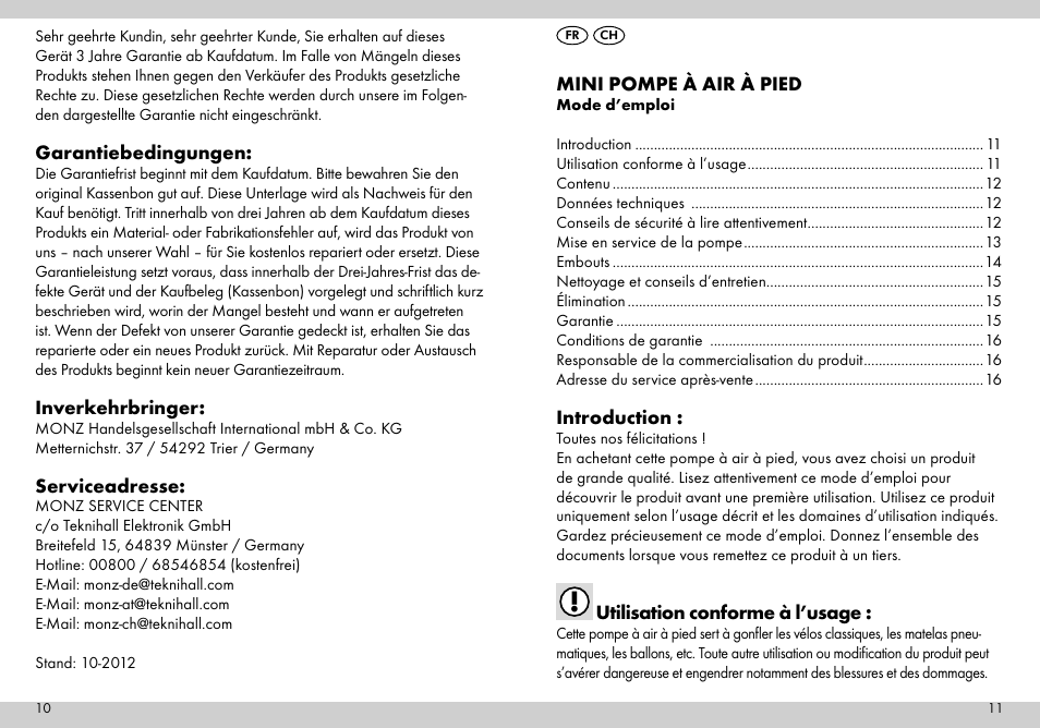 Crivit Mini Foot Pump User Manual | Page 6 / 19