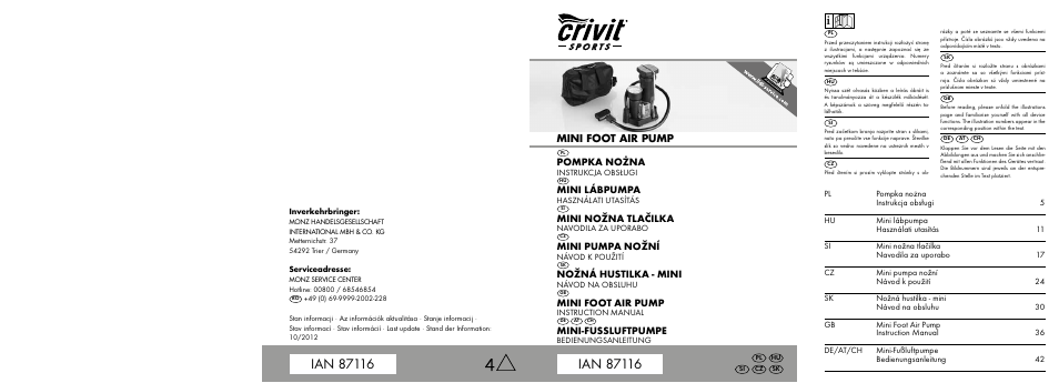 Crivit Mini Foot Pump User Manual | 25 pages