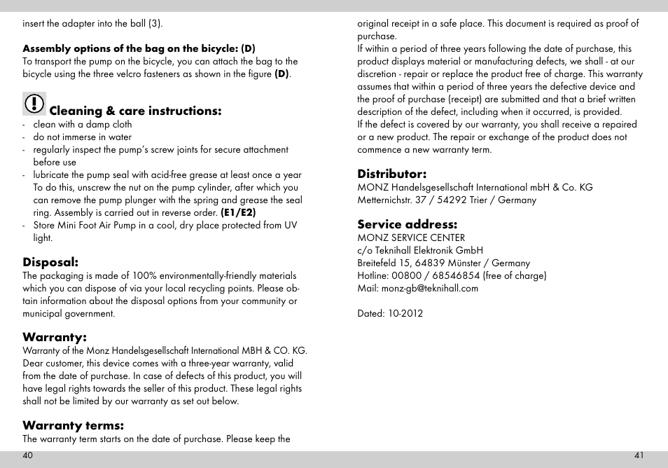 Crivit Mini Foot Pump User Manual | Page 21 / 25