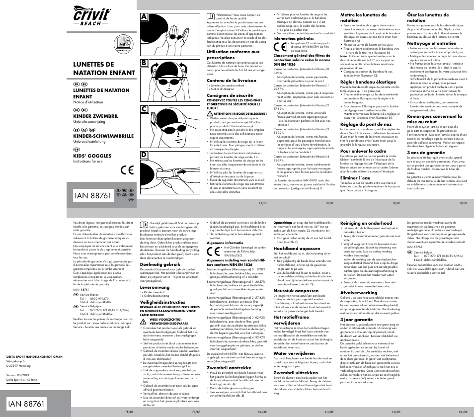 Crivit Kids' Goggles User Manual | 2 pages