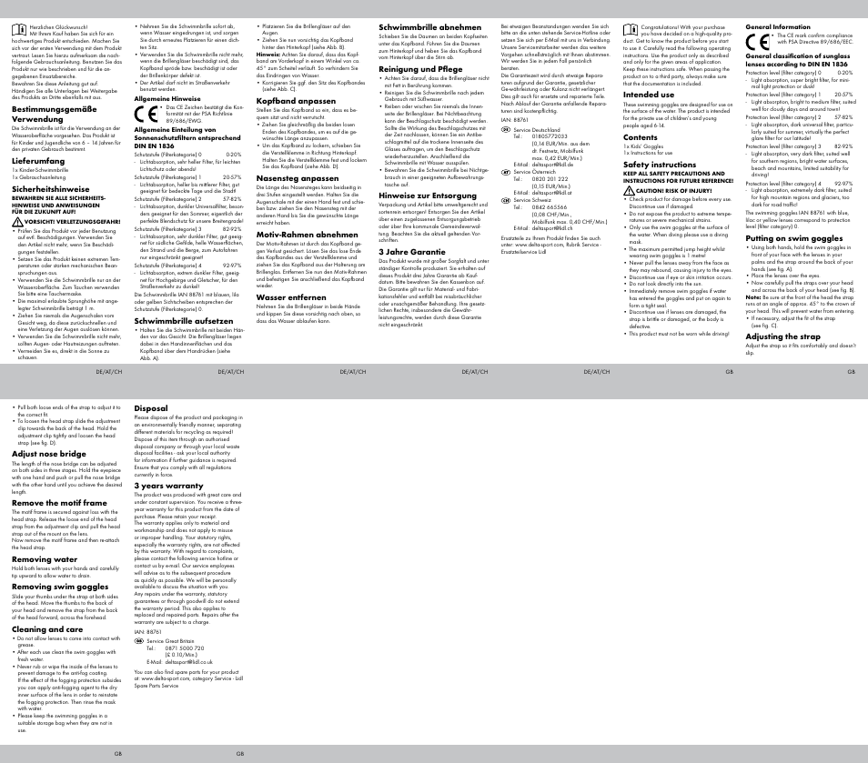 Crivit Kids' Goggles User Manual | Page 2 / 2