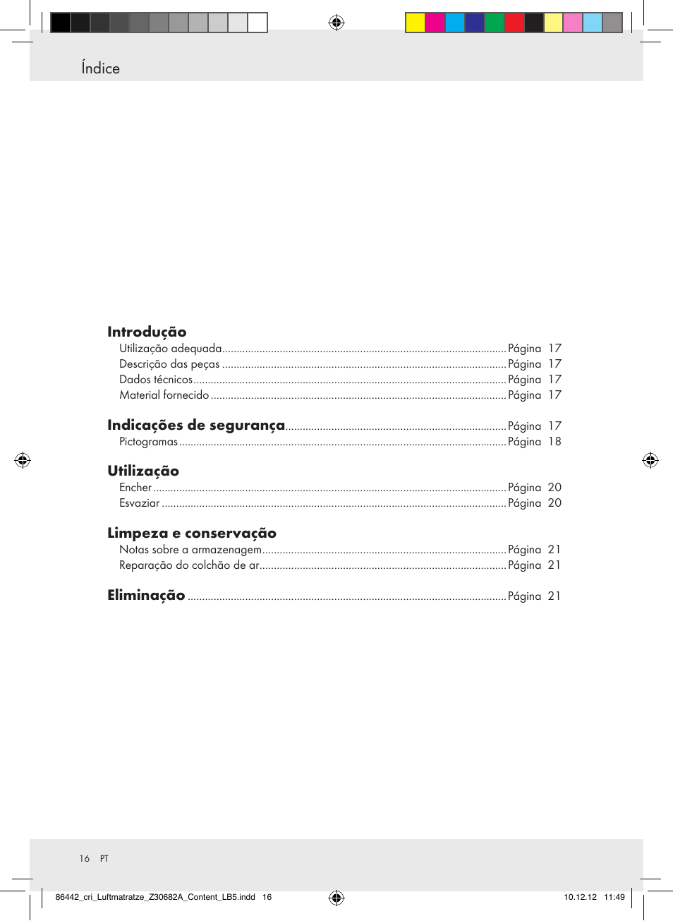 Índice | Crivit Z30682A User Manual | Page 16 / 34