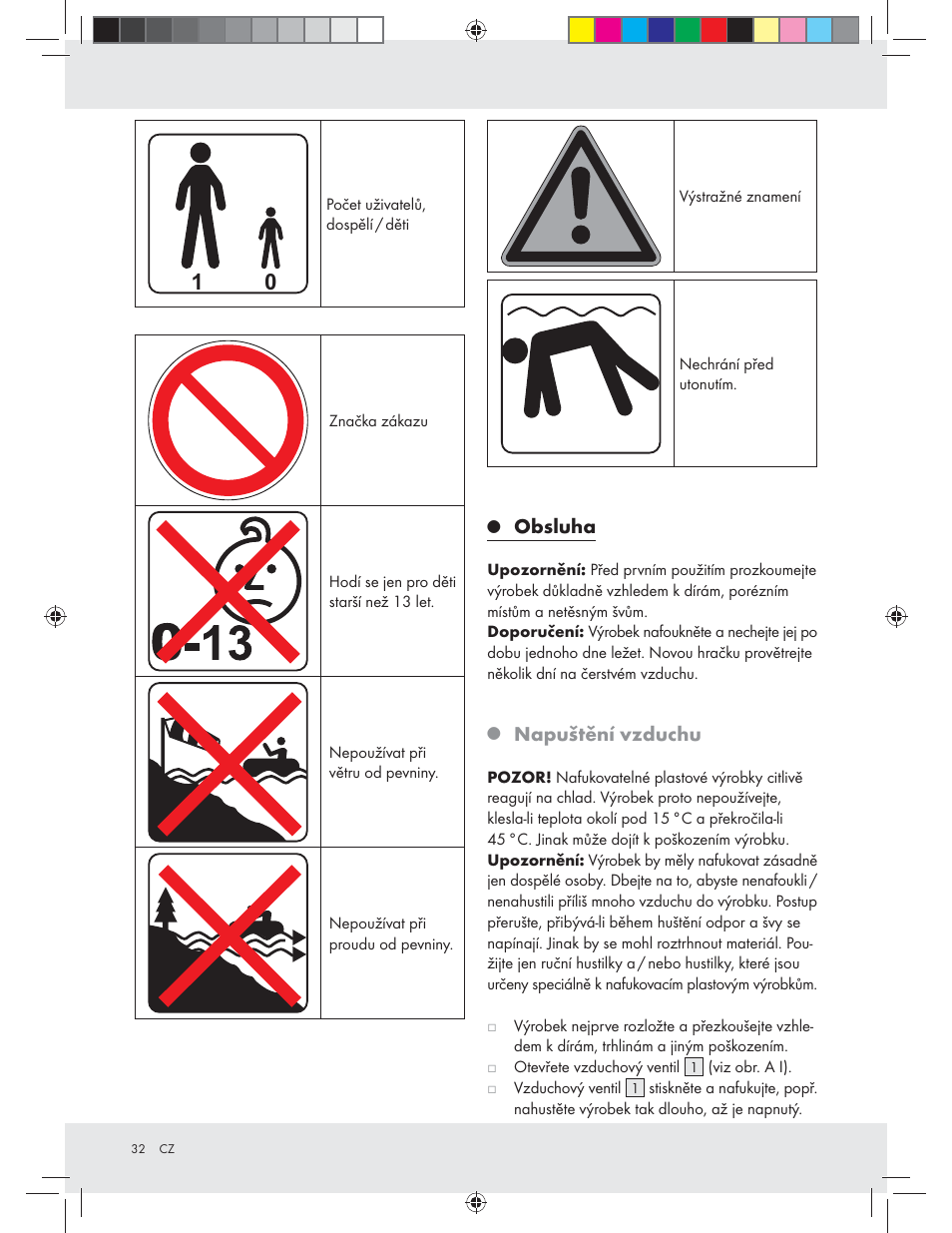 Obsluha, Napuštění vzduchu | Crivit Z31426A_B User Manual | Page 32 / 46