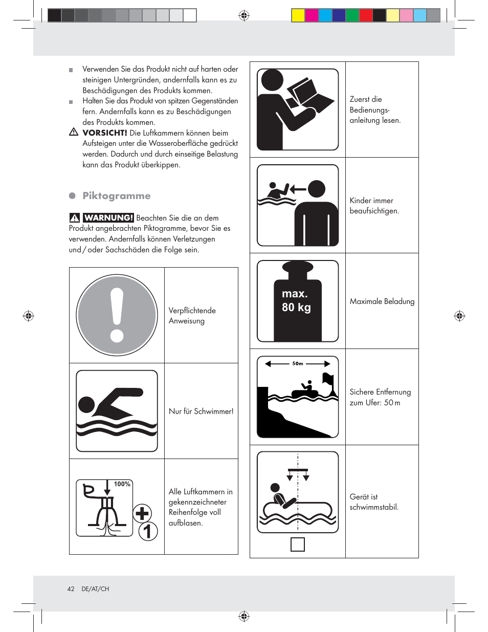 Max. 80 kg, Piktogramme | Crivit Z31426A_B User Manual | Page 42 / 46