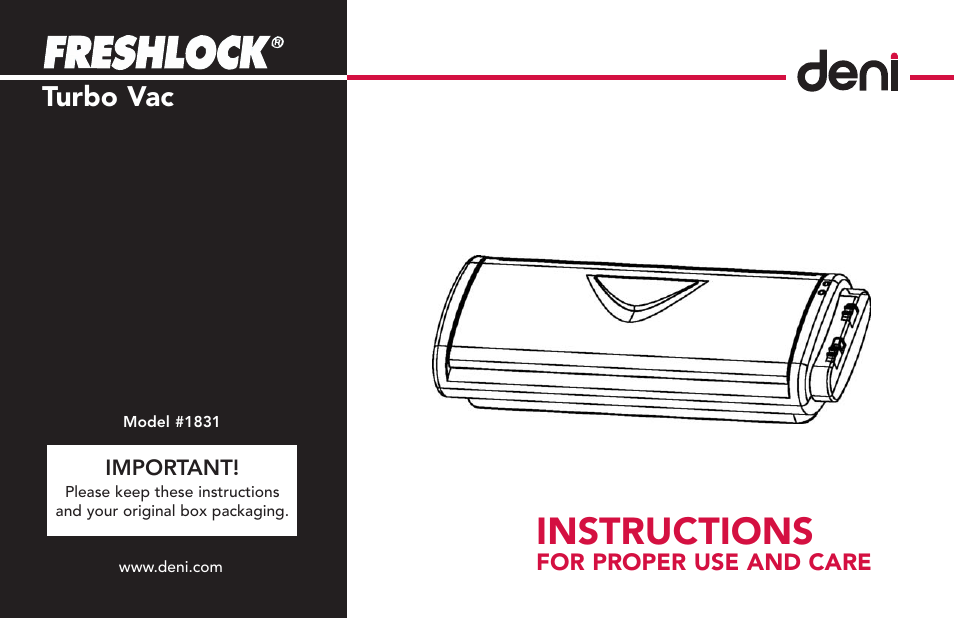 Deni Freshlock 1831 User Manual | 10 pages