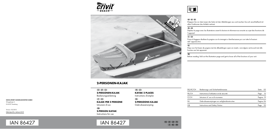 Crivit 2-PERSONEN-KAJAK User Manual | 38 pages