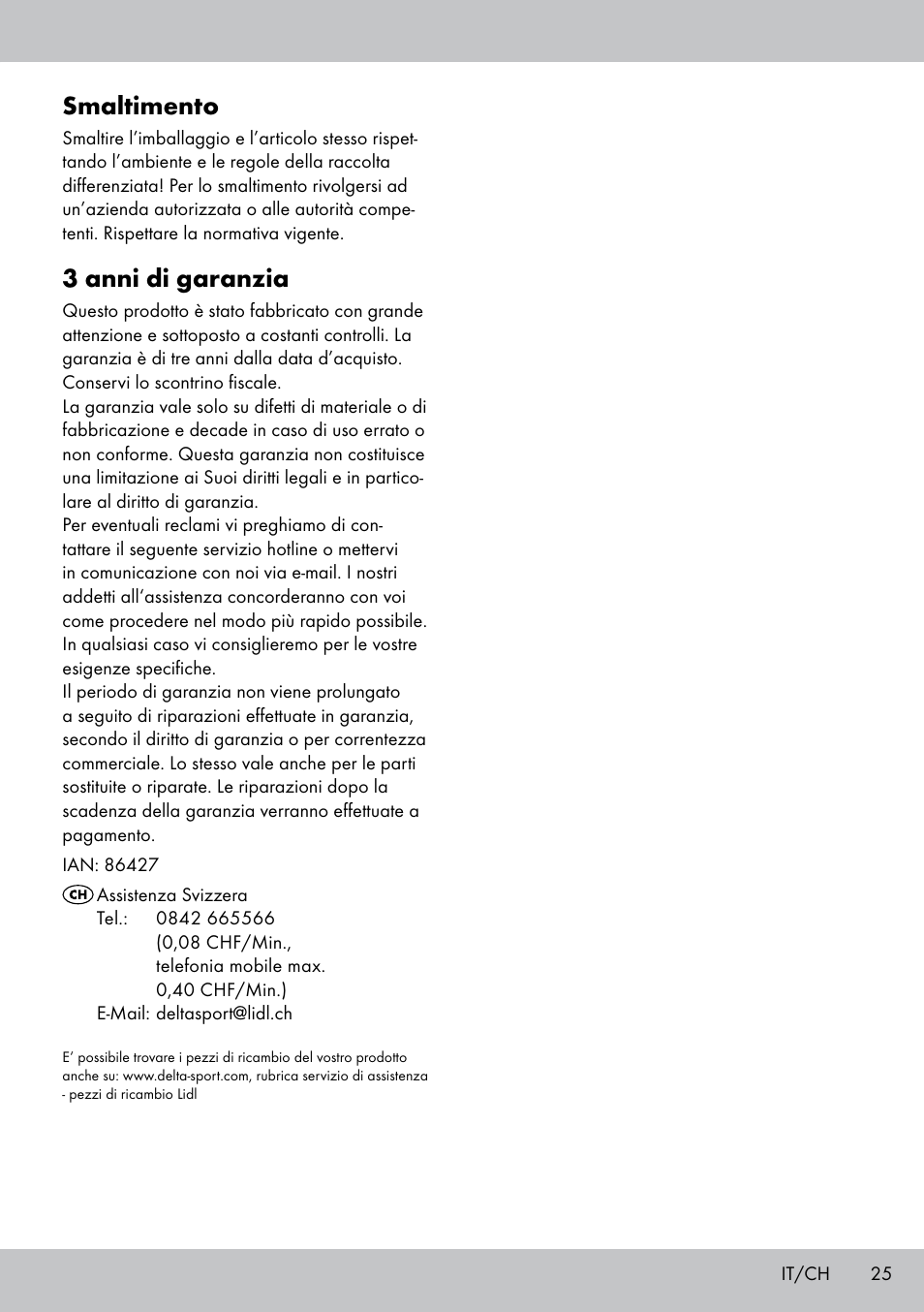 Smaltimento, 3 anni di garanzia | Crivit 2-PERSONEN-KAJAK User Manual | Page 23 / 38