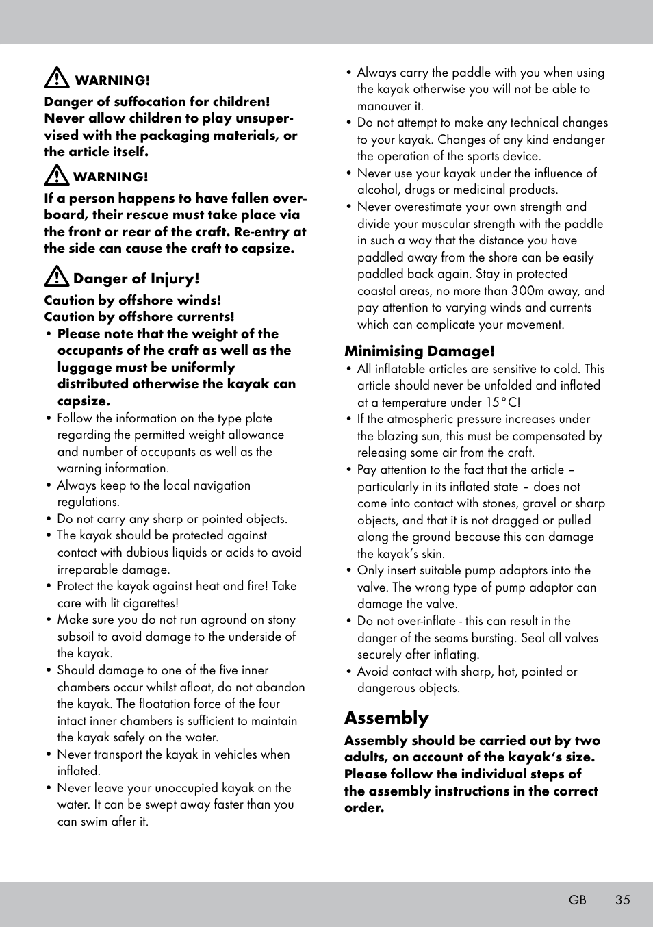 Assembly | Crivit 2-PERSONEN-KAJAK User Manual | Page 33 / 38