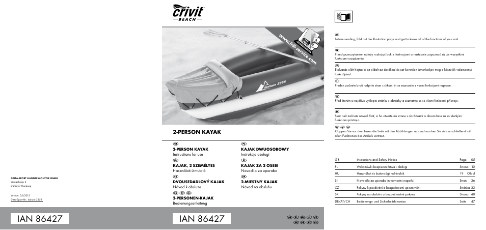 Crivit 2-PERSONEN-KAJAK User Manual | 54 pages