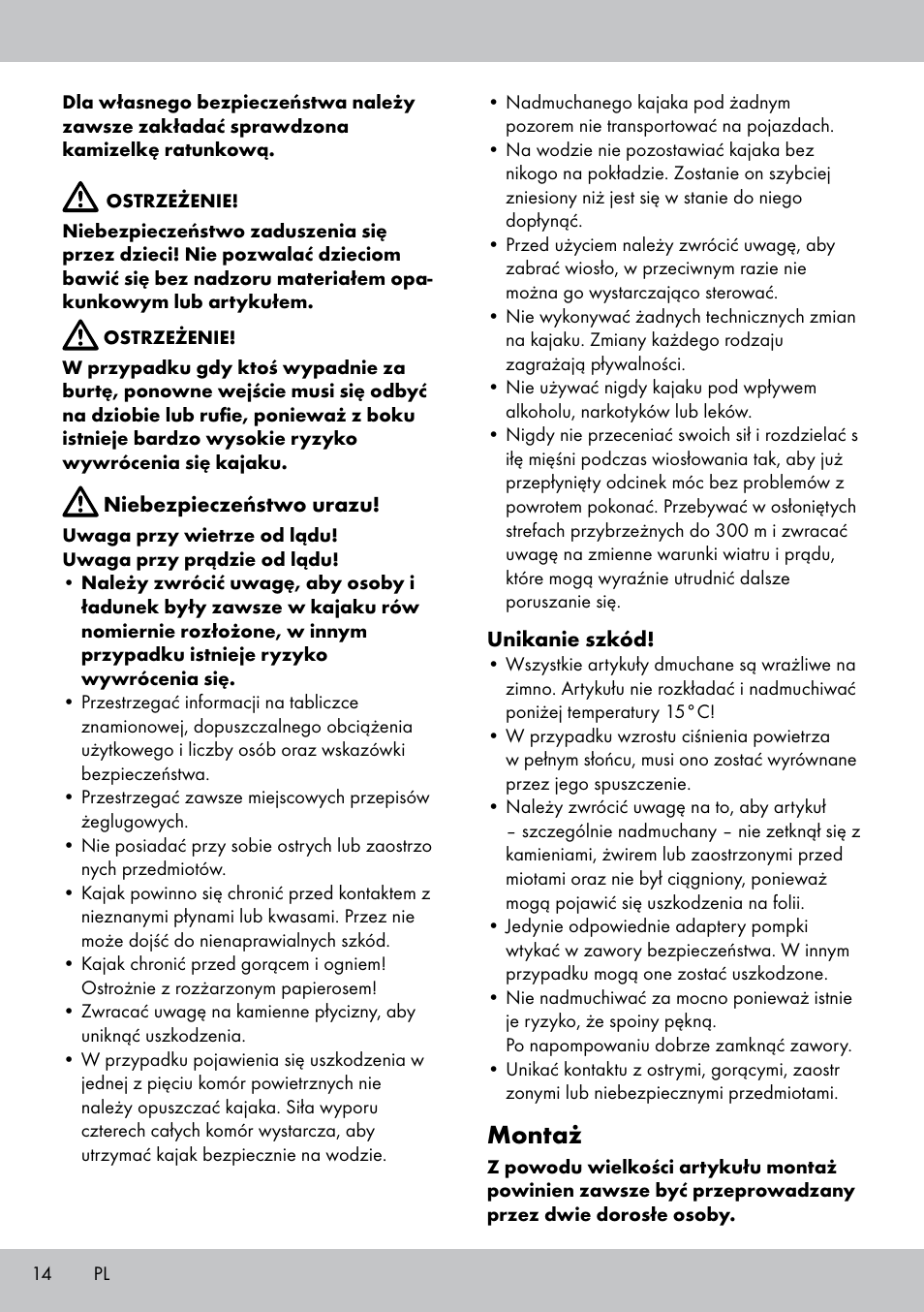 Montaż | Crivit 2-PERSONEN-KAJAK User Manual | Page 12 / 54