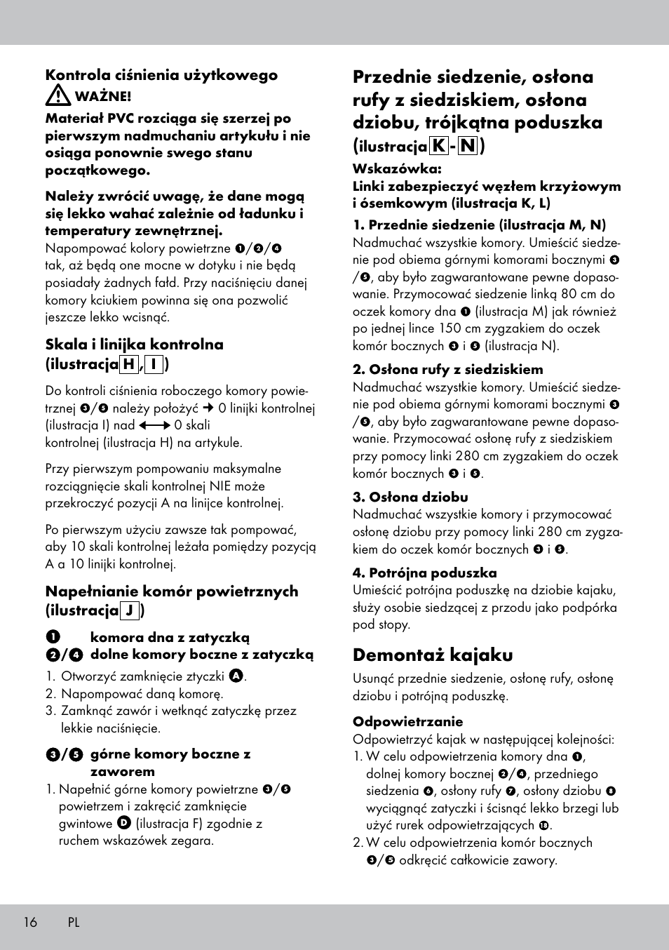 K - n ), Demontaż kajaku | Crivit 2-PERSONEN-KAJAK User Manual | Page 14 / 54