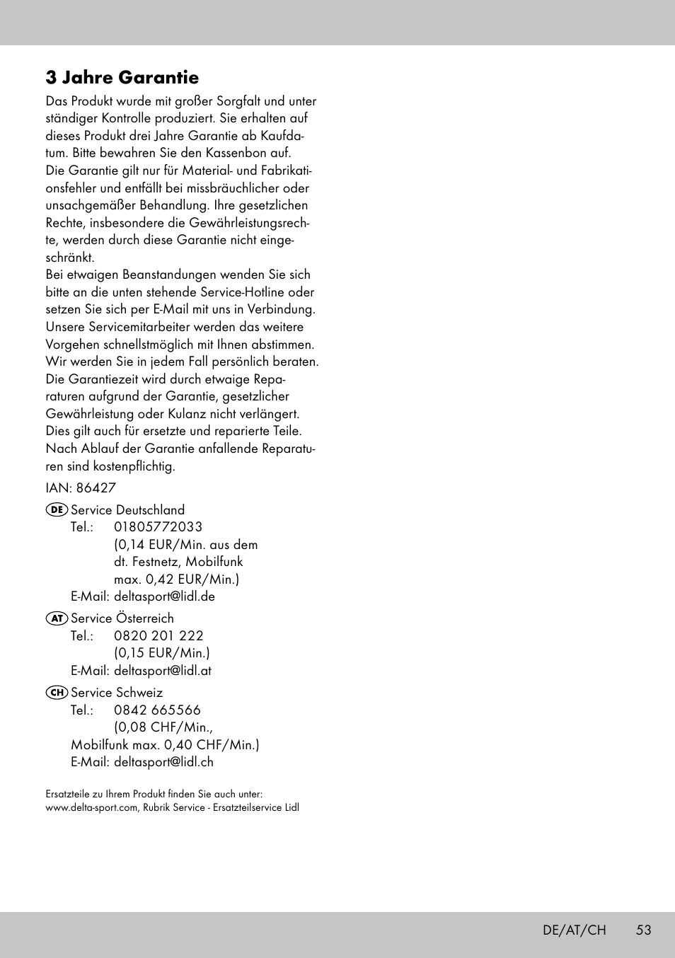 3 jahre garantie | Crivit 2-PERSONEN-KAJAK User Manual | Page 51 / 54