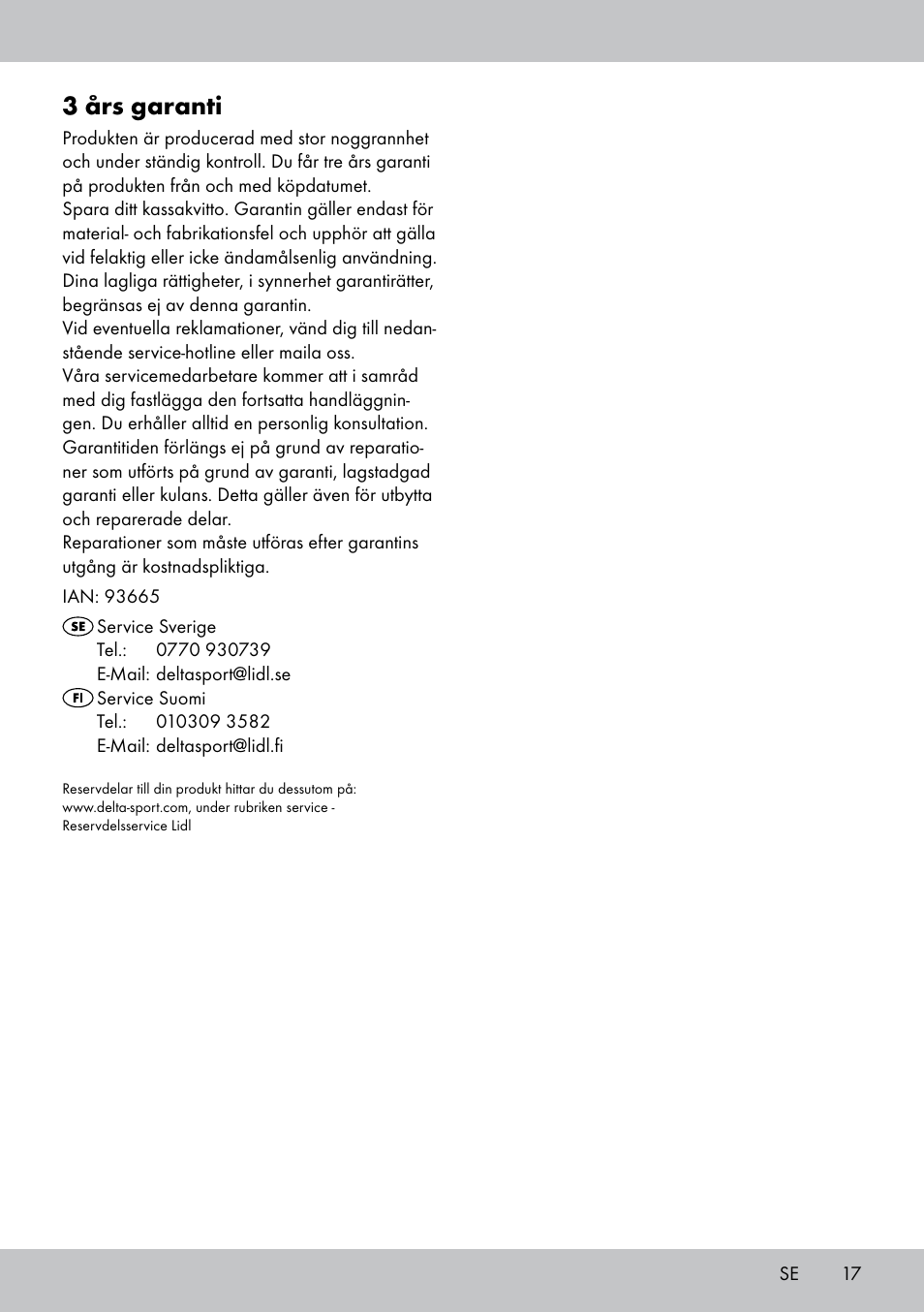 3 års garanti | Crivit MR-1442 User Manual | Page 17 / 36